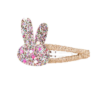 Girl'S Cute Rabbit Flower Non-Woven Bronzing Glitter Hair Clip