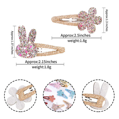 Girl'S Cute Rabbit Flower Non-Woven Bronzing Glitter Hair Clip