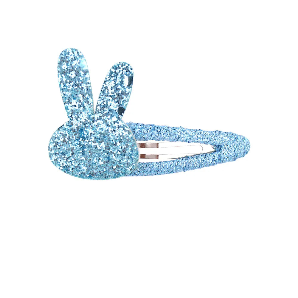 Girl'S Cute Rabbit Flower Non-Woven Bronzing Glitter Hair Clip