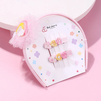 Girl'S Cute Romantic Sweet Rainbow Heart Shape Sequin Plastic Handmade Hair Clip Hair Band