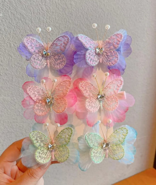 Girl'S Cute Simple Style Butterfly Cloth Butterfly Hair Clip