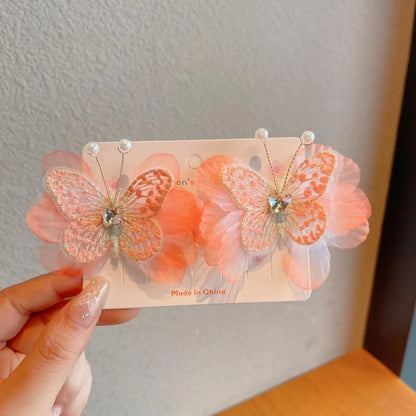 Girl'S Cute Simple Style Butterfly Cloth Butterfly Hair Clip