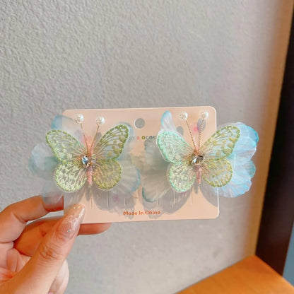 Girl'S Cute Simple Style Butterfly Cloth Butterfly Hair Clip