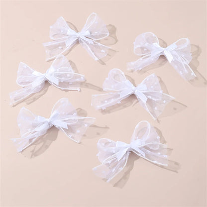 Girl'S Cute Sweet Bow Knot Cloth Ribbon Hair Clip