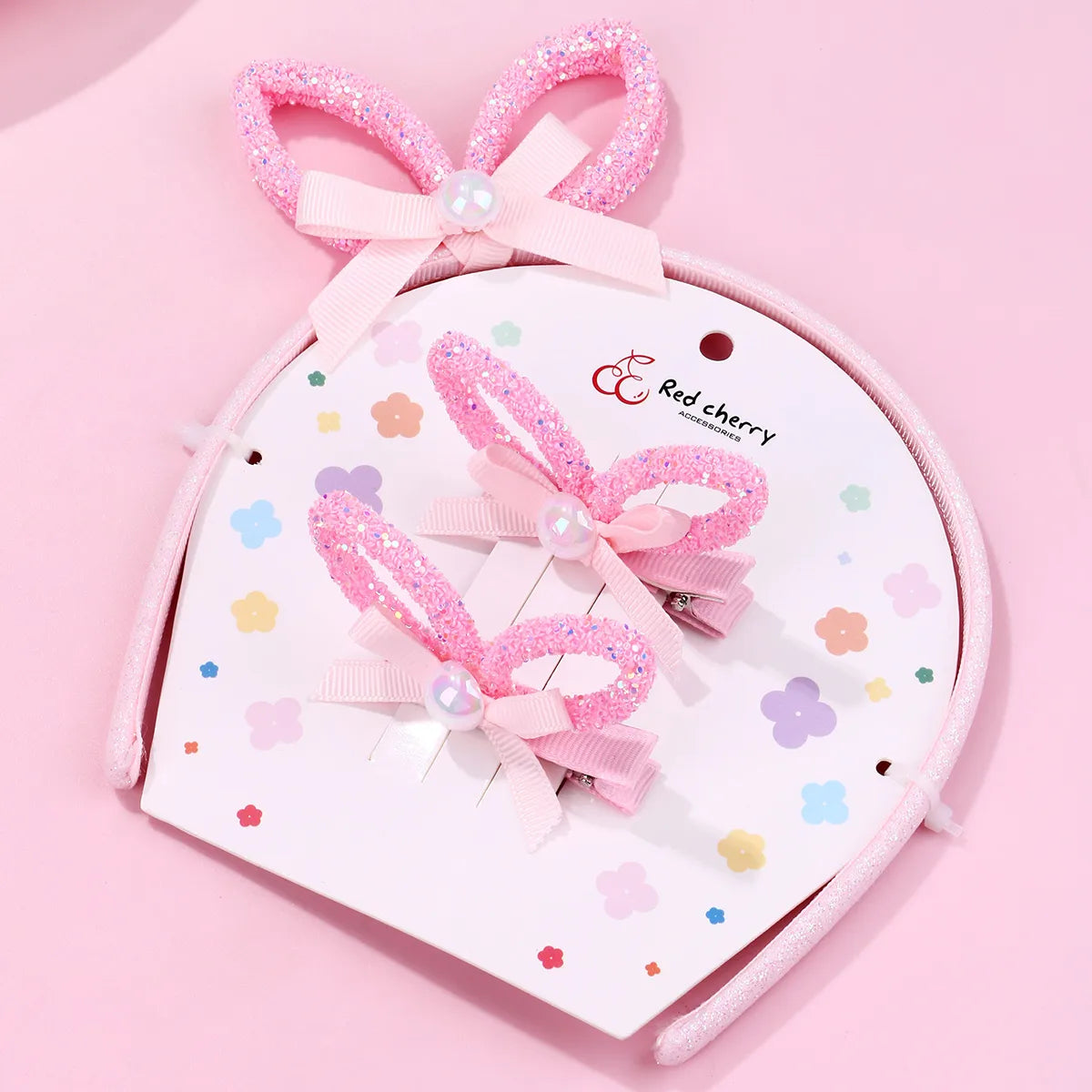 Girl'S Cute Sweet Bunny Ears Bow Knot Plastic Hair Clip Hair Band