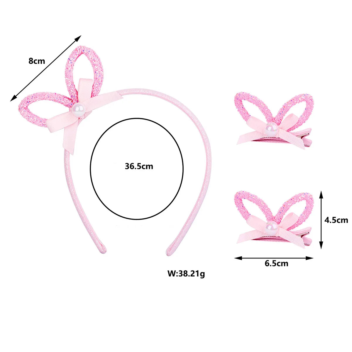 Girl'S Cute Sweet Bunny Ears Bow Knot Plastic Hair Clip Hair Band