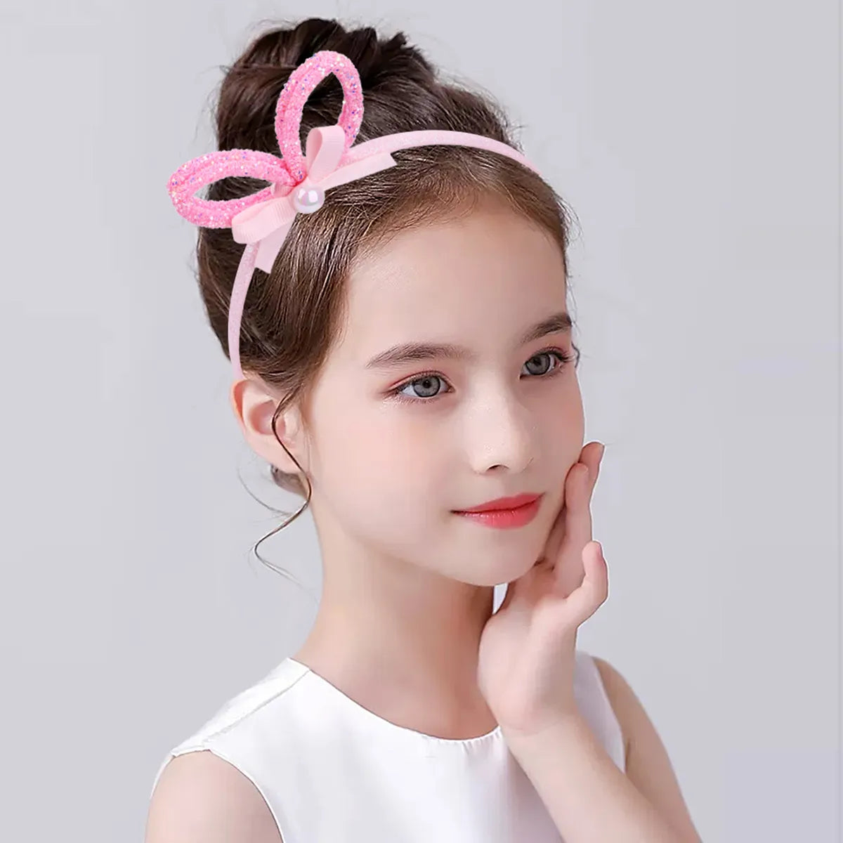 Girl'S Cute Sweet Bunny Ears Bow Knot Plastic Hair Clip Hair Band