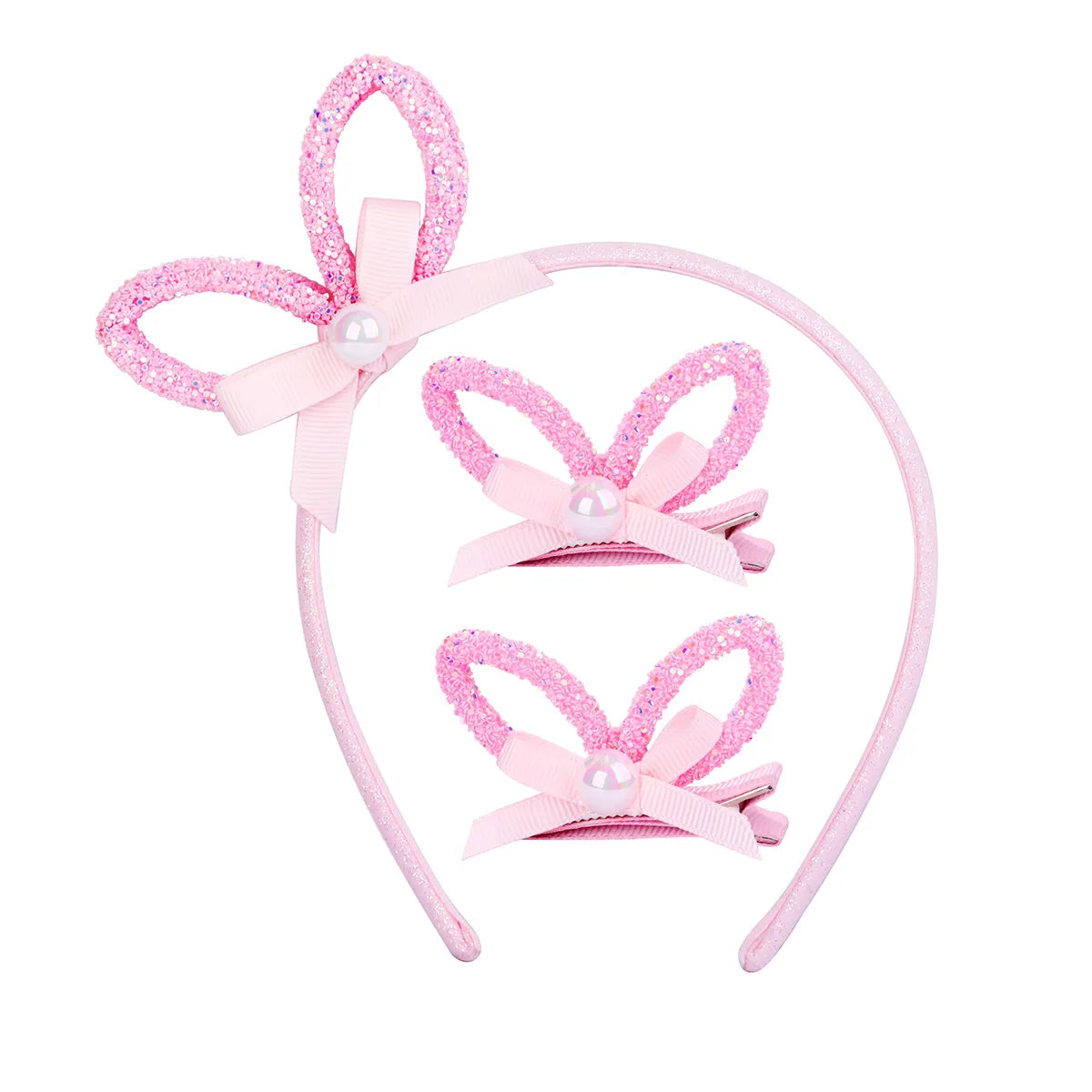 Girl'S Cute Sweet Bunny Ears Bow Knot Plastic Hair Clip Hair Band