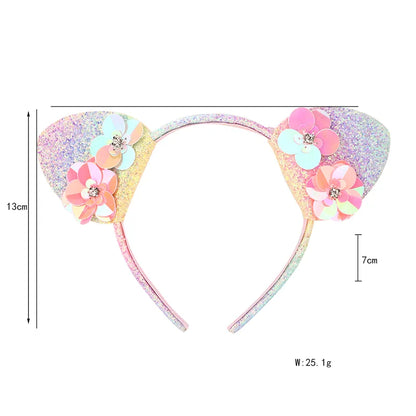 Girl'S Cute Sweet Cat Flower Petal Sequin Plastic Cloth Hair Band