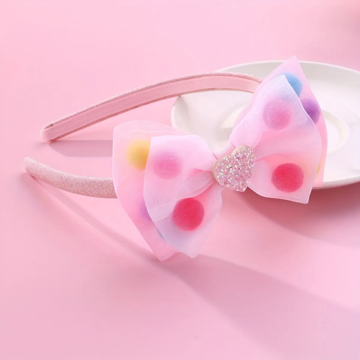 Girl'S Elegant Sweet Round Dots Spot Transparent Fabric Hair Band