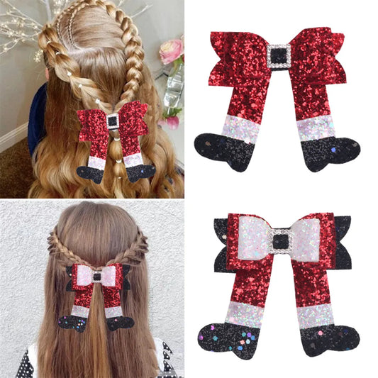 Girl'S IG Style Bow Knot Sequins Inlay Rhinestones Hair Clip