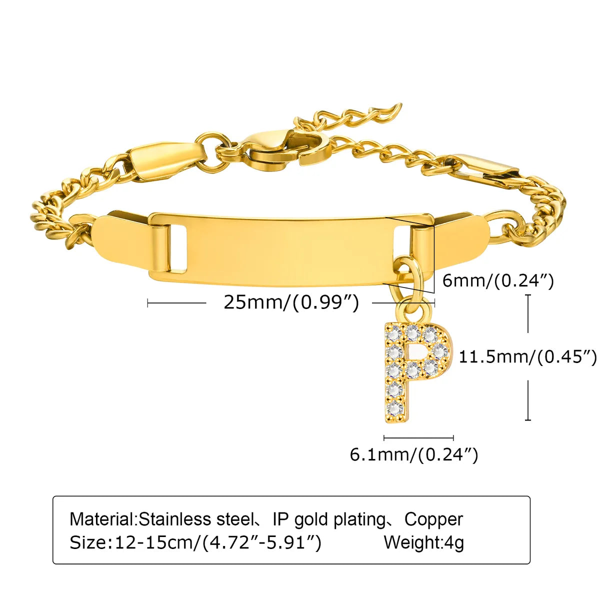 IG Style Simple Style Letter 201 Stainless Steel Plating Inlay Zircon Girl'S Bracelets