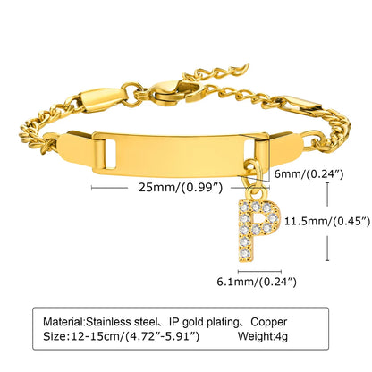 IG Style Simple Style Letter 201 Stainless Steel Plating Inlay Zircon Girl'S Bracelets