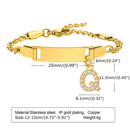 IG Style Simple Style Letter 201 Stainless Steel Plating Inlay Zircon Girl'S Bracelets