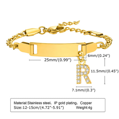 IG Style Simple Style Letter 201 Stainless Steel Plating Inlay Zircon Girl'S Bracelets