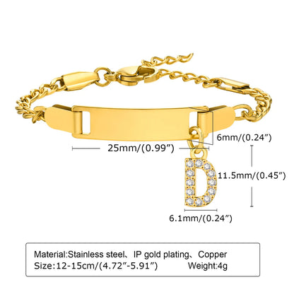 IG Style Simple Style Letter 201 Stainless Steel Plating Inlay Zircon Girl'S Bracelets