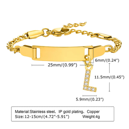 IG Style Simple Style Letter 201 Stainless Steel Plating Inlay Zircon Girl'S Bracelets