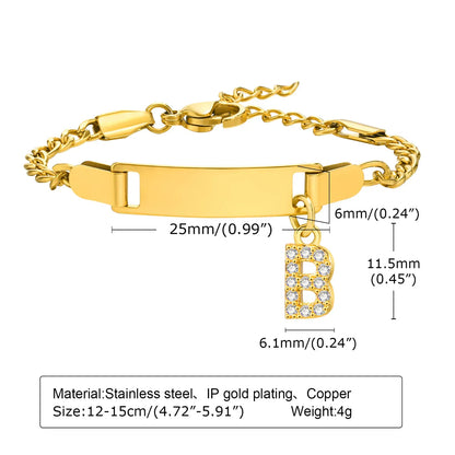 IG Style Simple Style Letter 201 Stainless Steel Plating Inlay Zircon Girl'S Bracelets