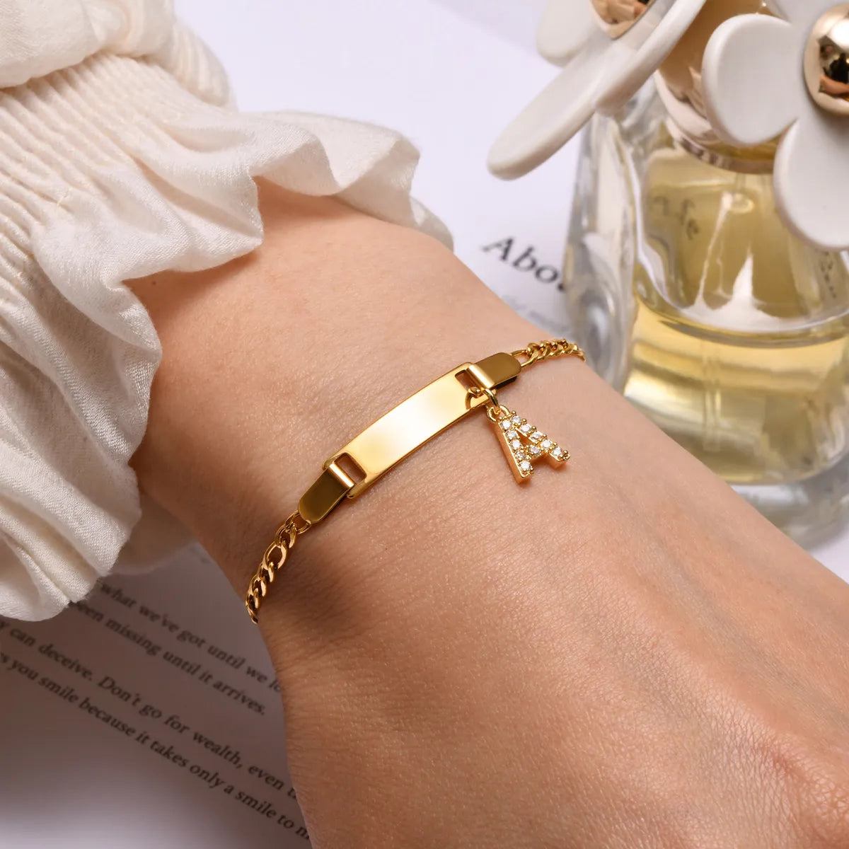 IG Style Simple Style Letter 201 Stainless Steel Plating Inlay Zircon Girl'S Bracelets