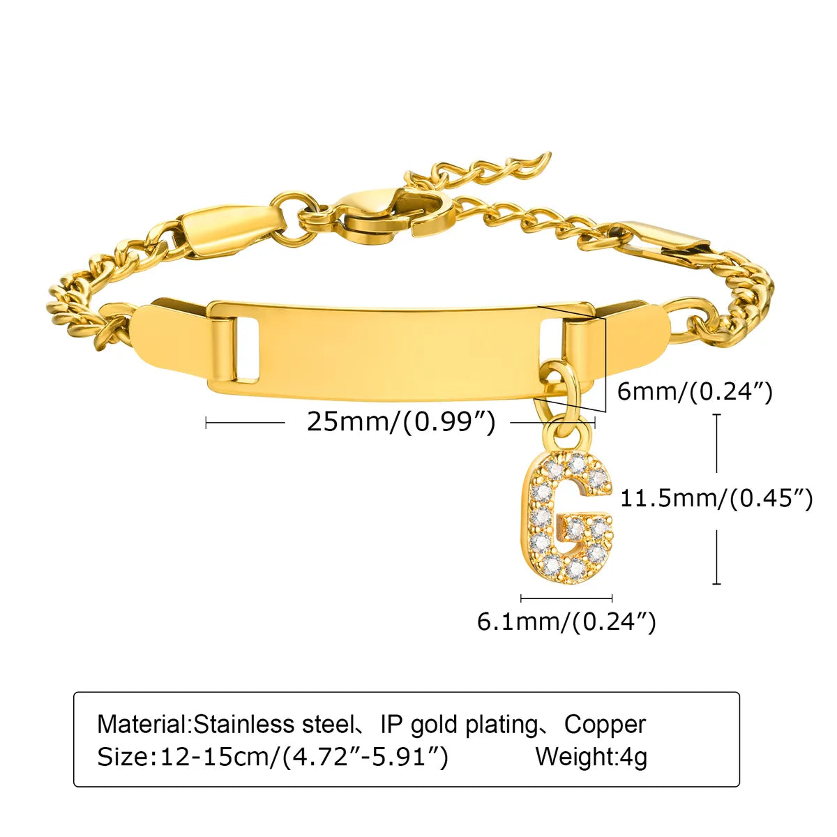 IG Style Simple Style Letter 201 Stainless Steel Plating Inlay Zircon Girl'S Bracelets