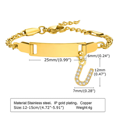 IG Style Simple Style Letter 201 Stainless Steel Plating Inlay Zircon Girl'S Bracelets