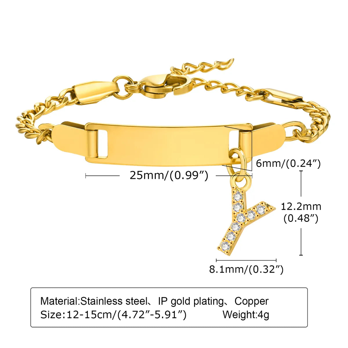 IG Style Simple Style Letter 201 Stainless Steel Plating Inlay Zircon Girl'S Bracelets