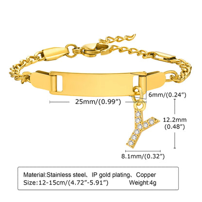 IG Style Simple Style Letter 201 Stainless Steel Plating Inlay Zircon Girl'S Bracelets