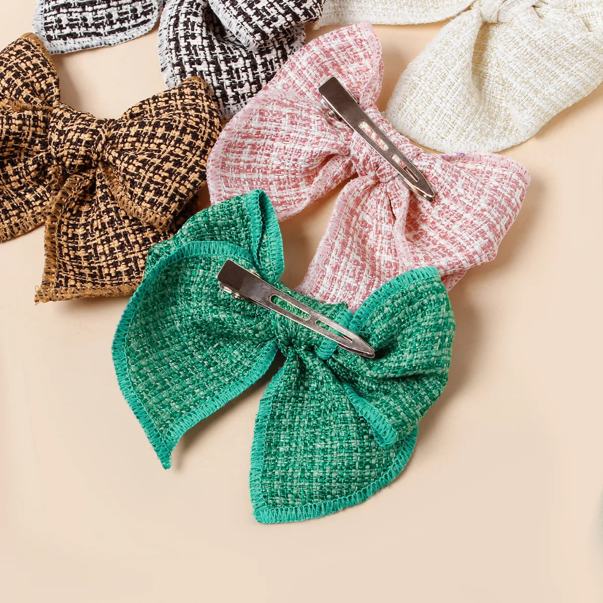 Girl'S IG Style Sweet Plaid Bow Knot Cloth Hair Clip