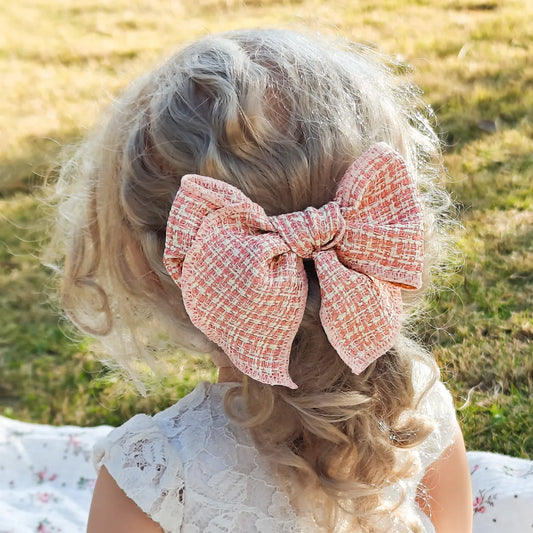 Girl'S IG Style Sweet Plaid Bow Knot Cloth Hair Clip