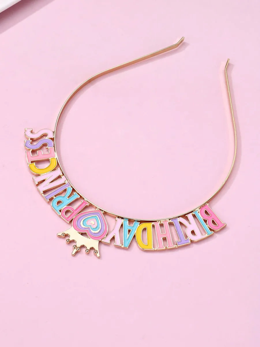 Girl'S Princess Cute Letter Zinc Alloy Plating Hair Band