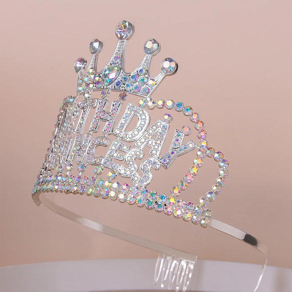 Girl'S Simple Style Crown Alloy Inlay Rhinestones Crown