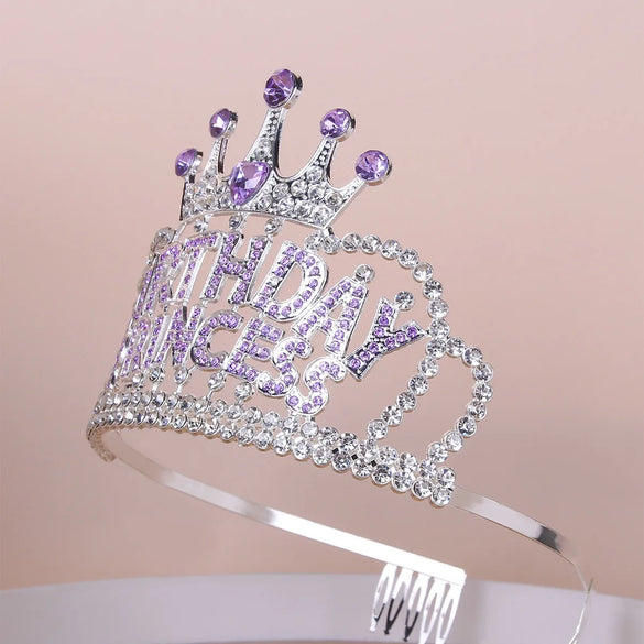 Girl'S Simple Style Crown Alloy Inlay Rhinestones Crown