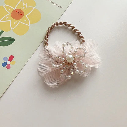 Girl'S Sweet Bow Knot Cloth Inlay Rhinestones Hair Clip Hair Tie