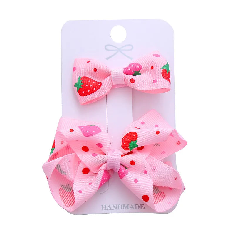 Girl'S Sweet Cherry Strawberry Bow Knot Cloth Hair Clip