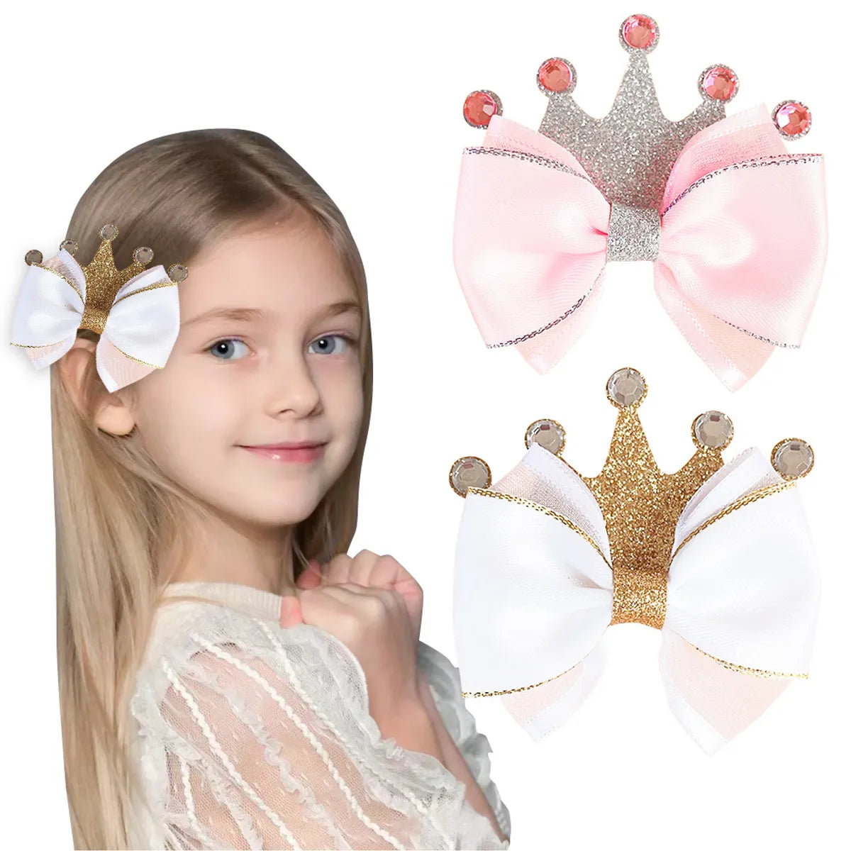 Girl'S Sweet Crown Cloth Hair Clip