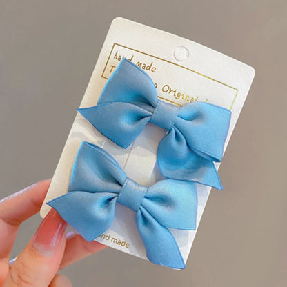 Girl'S Sweet Korean Style Bow Knot Cloth Metal Hair Clip