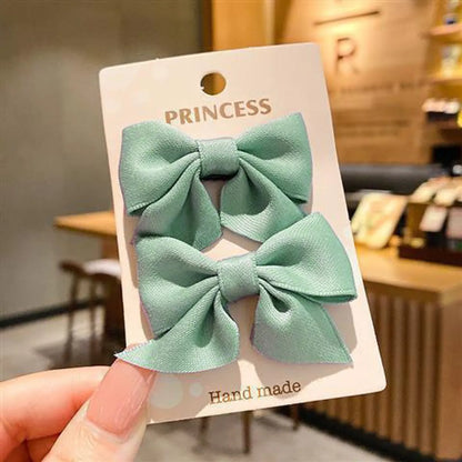 Girl'S Sweet Korean Style Bow Knot Cloth Metal Hair Clip