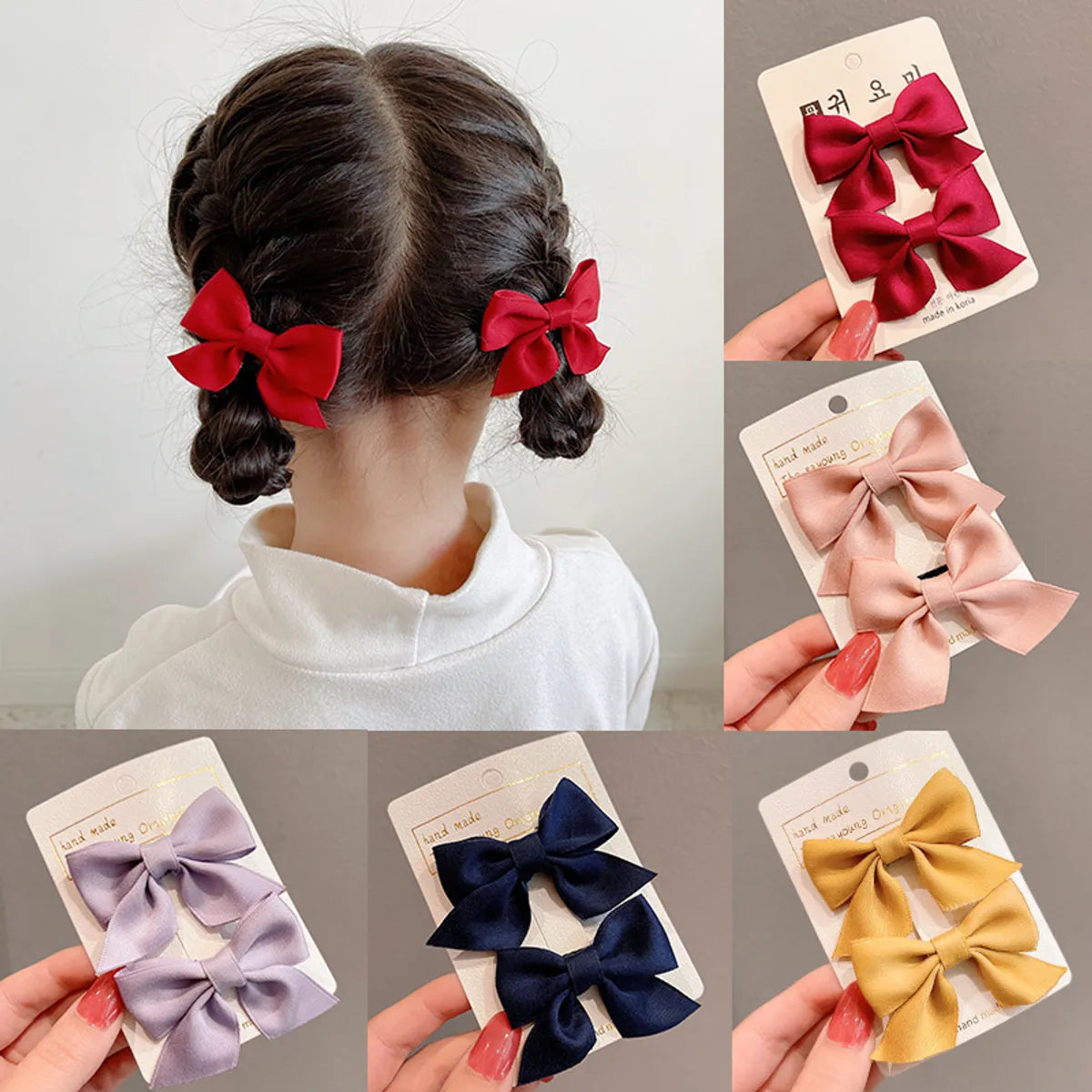 Girl'S Sweet Korean Style Bow Knot Cloth Metal Hair Clip