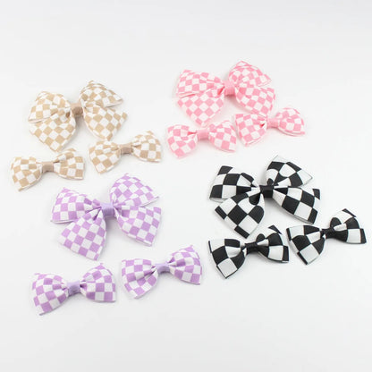 Girl'S Sweet Simple Style Lattice Bow Knot Cloth Hair Clip