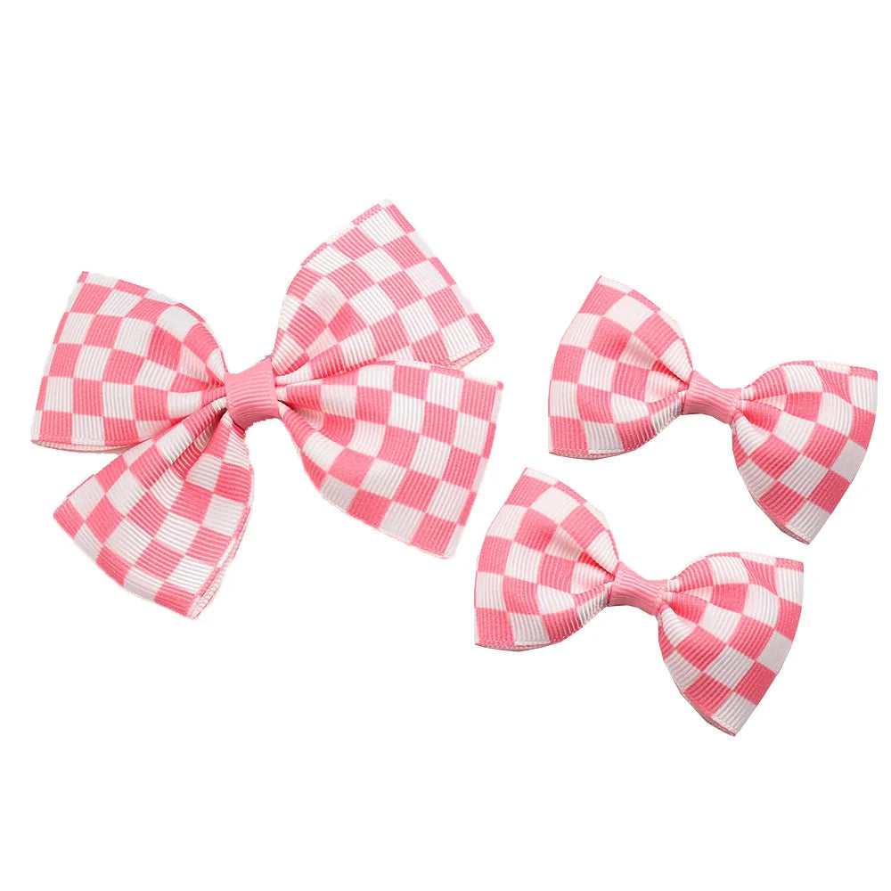 Girl'S Sweet Simple Style Lattice Bow Knot Cloth Hair Clip