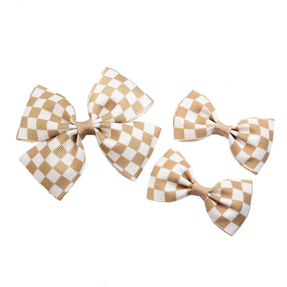 Girl'S Sweet Simple Style Lattice Bow Knot Cloth Hair Clip