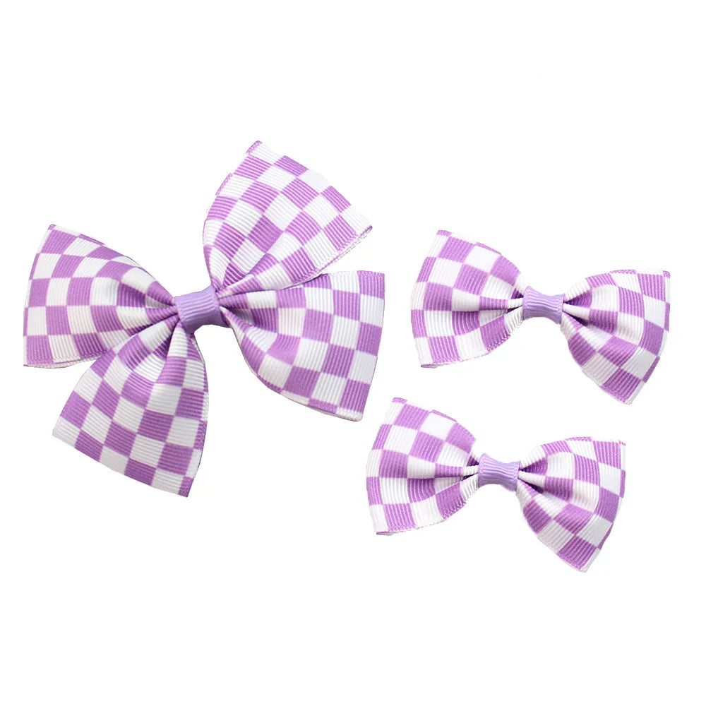 Girl'S Sweet Simple Style Lattice Bow Knot Cloth Hair Clip