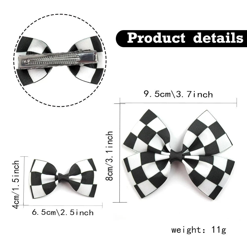 Girl'S Sweet Simple Style Lattice Bow Knot Cloth Hair Clip