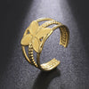 Girlfriends Same Gift Elegant 18k Real Gold Plating Non-fading Four-petal Flower Twine Rope Open Stainless Steel Ring