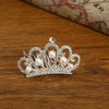Girls Alloy Plating Silver Electroplating Pearl Rhinestone Crown Headdress Jewelry Comb