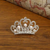 Girls Alloy Plating Silver Electroplating Pearl Rhinestone Crown Headdress Jewelry Comb