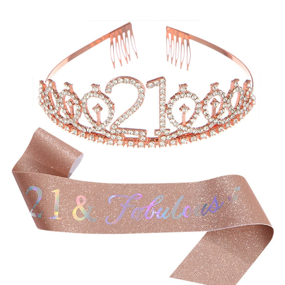 Girls Birthday Crown Shoulder Strap Set Alloy Electroplating Simple Style