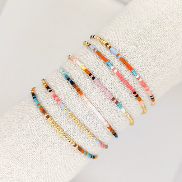 Girls Bracelet Glass Glaze Geometric Handwoven