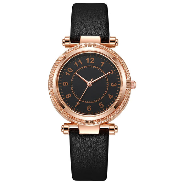 Girls' Casual Allmatch Mini Elegant Student Belt Watch Alloy Case Ordinary Glass Mirror Iron Buckle Imitation Leather Strap Round Dial