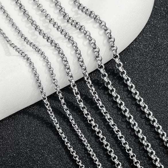 Girls Clavicle Sweater Pendant Chain Stainless Steel Oshaped Round Pearl Rice Chain With Electrolytic Polishing